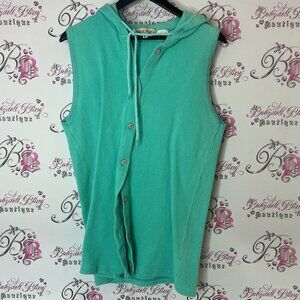 Entree Tank top button up hooded vest Sleeveless Mint Green Hoodie Top
